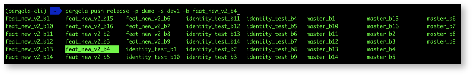 Auto-completion of builds while typing a command